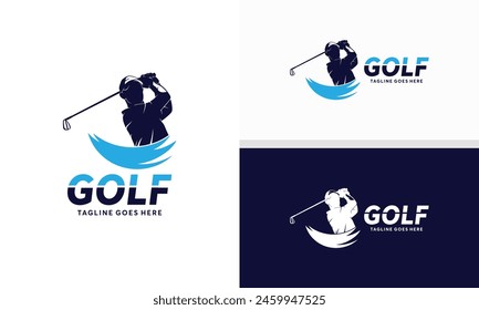 Diseños rápidos del logotipo del golf, Plantilla del diseño del logotipo de la silueta del deporte del golf