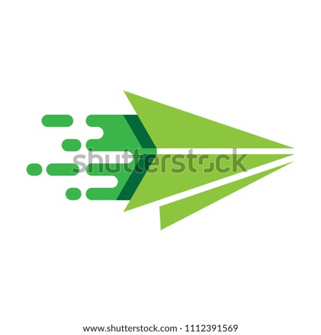 fast green plane icon logo template