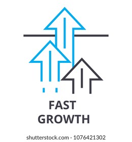 fast growth thin line icon, sign, symbol, illustation, linear concept, vector 