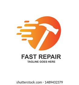 Fast Hammer Logo Design Vector