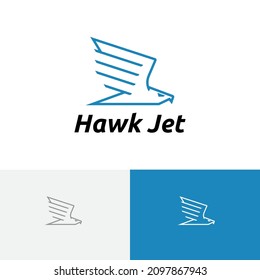 Fast Hawk Jet Eagle Falcon Flying Bird Monoline Logo Template