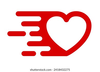 Fast heart icon, fast love heart sign