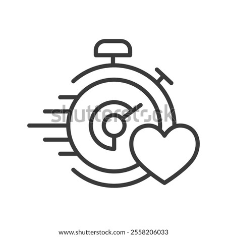 Fast heart rate, icon in line design. Fast, heart, rate, pulse, beat, rhythm, cardio on white background vector. Fast heart rate editable stroke icon