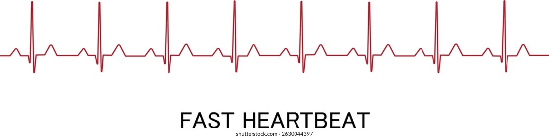 Fast Heartbeat vector illustration red color Graphs of a fast heartbeat isolated on a white background.