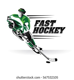 Fast Hockey Logo Sign Symbol Illustration