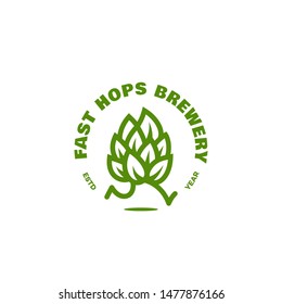 Fast hops brewery logo design template. Vector illustration.