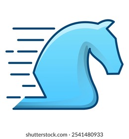 Icono rápido del caballo, Ilustración vectorial azul del gradiente