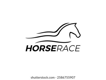 fast horse logo design. abstract equestrian sport linear style vector design graphic