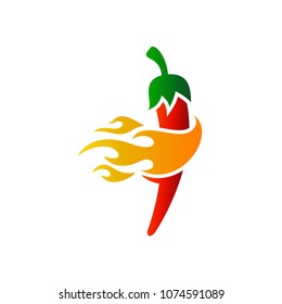 Fast Hot Chili, Chili With Fire Logo, Logo Template For Spicy Food