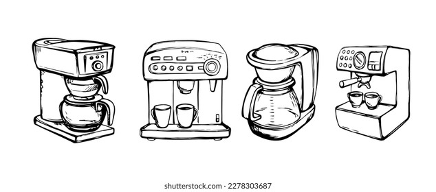 Cafetera. Icono de dibujo del vector