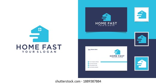 fast house logo, home logo vector digital design and business card