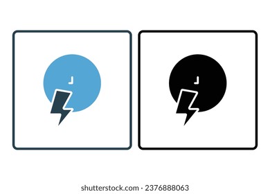 Fast icon. clock with lightning. icon related to speed. suitable for web site, app, user interfaces, printable etc. Solid icon style. Simple vector design editable