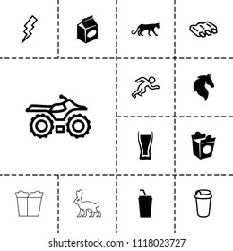 Fast icon. collection of 13 fast filled and outline icons such as panther, horse, take away food, sausage, flash, motorcycle, drink. editable fast icons for web and mobile.