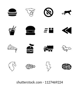 Fast icon. collection of 16 fast filled and outline icons such as truck, express delivery, burger, pizza, burger with sausage. editable fast icons for web and mobile.