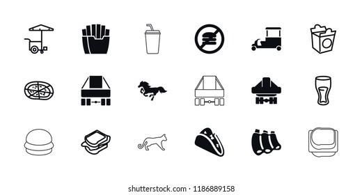 Fast icon. collection of 18 fast filled and outline icons such as taco, cargo plane back view, drink, sandwich, pizza, take away food. editable fast icons for web and mobile.
