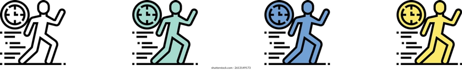 fast icon. Outline, Green, Blue and Yellow Style Design Isolated On White Background