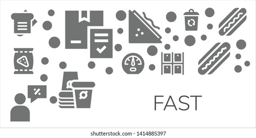 fast icon set. 11 filled fast icons.  Collection Of - Sandwich, Delivery, Chips, Dashboard, Salesman, Warehouse, Paper cup, Container, Hot dog