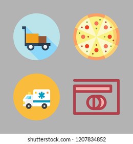 fast icon set. vector set about diners club, pizza, ambulance and transportation icons set.