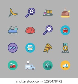 fast icon set. vector set about zoom out, fast forward, pizza and chicken icons set.