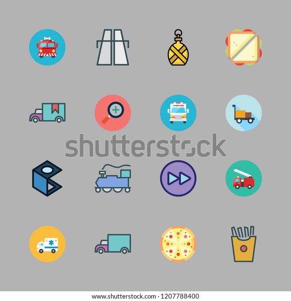 fast icon set. vector set about fast\
forward, zooming, sandwich and pizza icons\
set.