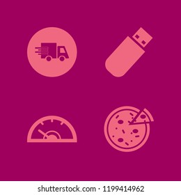 fast icon. fast vector icons set fast delivery truck, speedometer, pizza and flash driver
