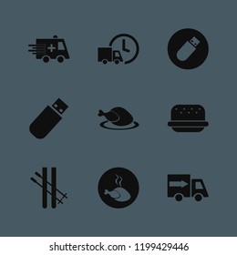 fast icon. fast vector icons set flash driver, burger, ambulance car and hot chicken