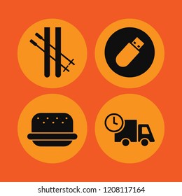 fast icon. fast vector icons set fast delivery truck, skiing, flash driver and burger
