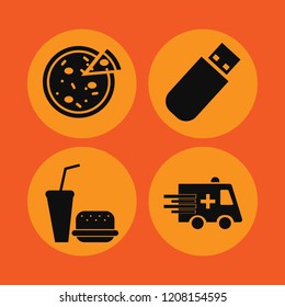 fast icon. fast vector icons set ambulance car, pizza, fast food and flash driver