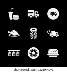 fast icon. fast vector icons set fast food, fast delivery truck, pedals and car wheel