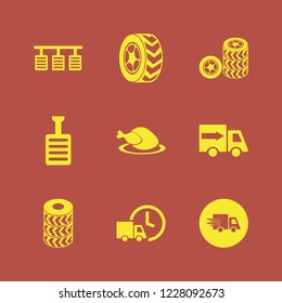 fast icon. fast vector icons set pedals, hot chicken, pedal and car wheels