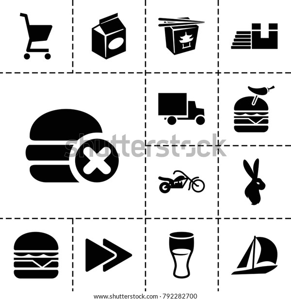 Fast\
icons. set of 13 editable filled fast icons such as sailboat,\
drink, burger with pepper, cheeseburger, take away food,\
motorcycle, rabbit, express delivery, shopping\
cart