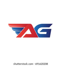 fast initial letter AG logo vector wing