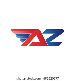 fast initial letter AZ logo vector wing