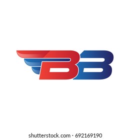 fast initial letter BB logo vector wing