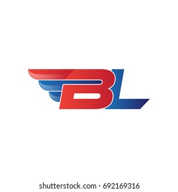 fast initial letter BL logo vector wing