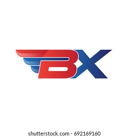 fast initial letter BX logo vector wing