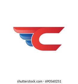 fast initial letter C logo vector wing