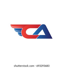 fast initial letter CA logo vector wing