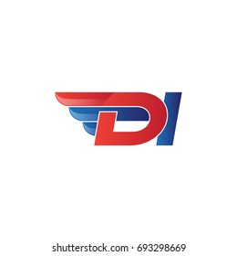 fast initial letter DI logo vector wing