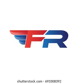 fast initial letter FR logo vector wing