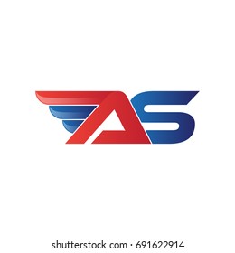 fast initial letter AS logo vector wing