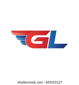 fast initial letter logo vector wing