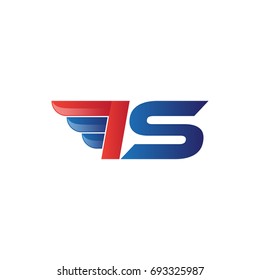 fast initial letter logo vector wing