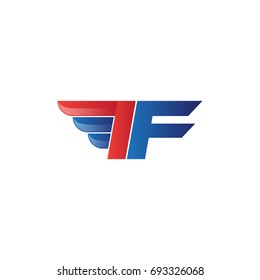 fast initial letter logo vector wing