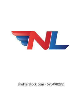 fast initial letter logo vector wing