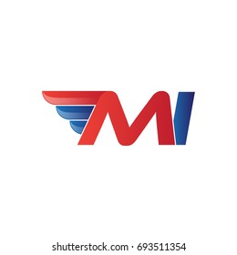 fast initial letter logo vector wing