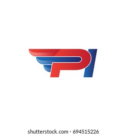 fast initial letter logo vector wing