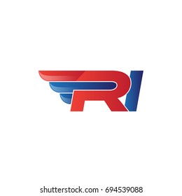 fast initial letter logo vector wing