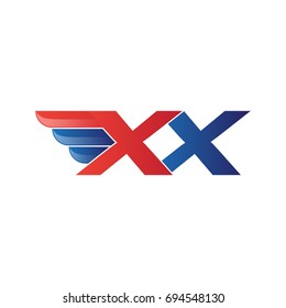 fast initial letter logo vector wing