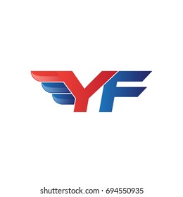 fast initial letter logo vector wing